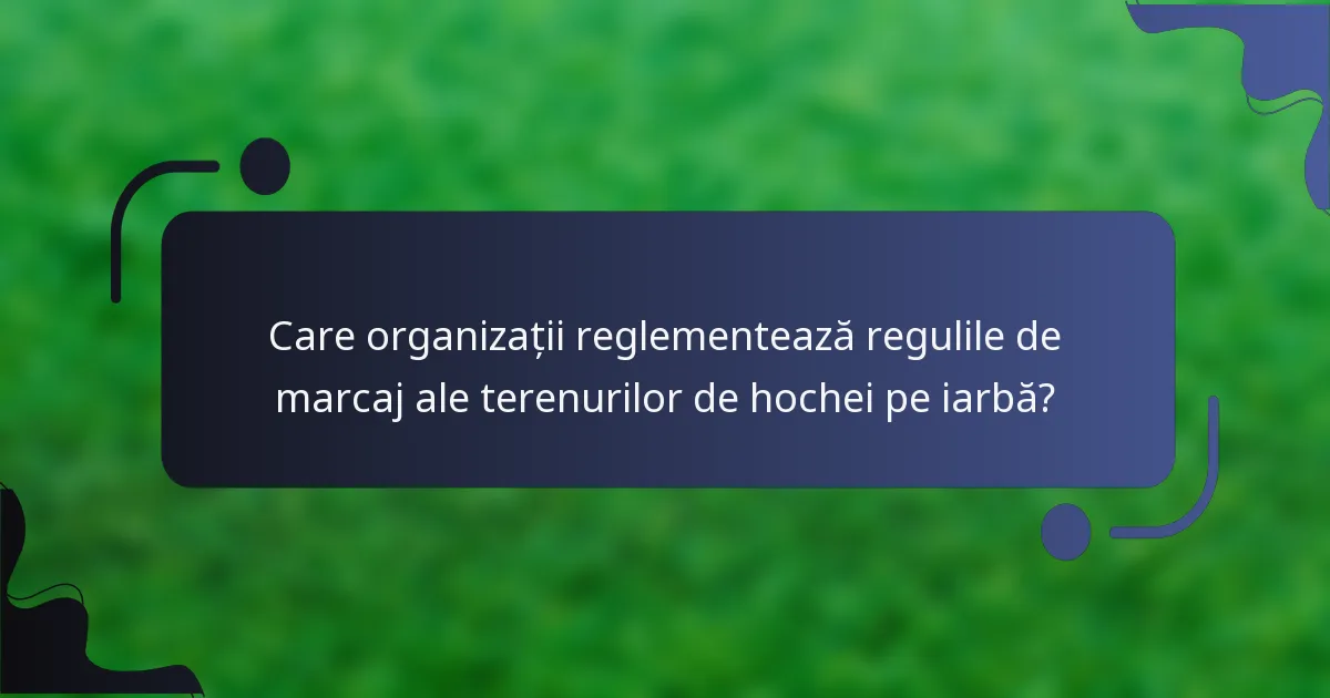Care organizații reglementează regulile de marcaj ale terenurilor de hochei pe iarbă?