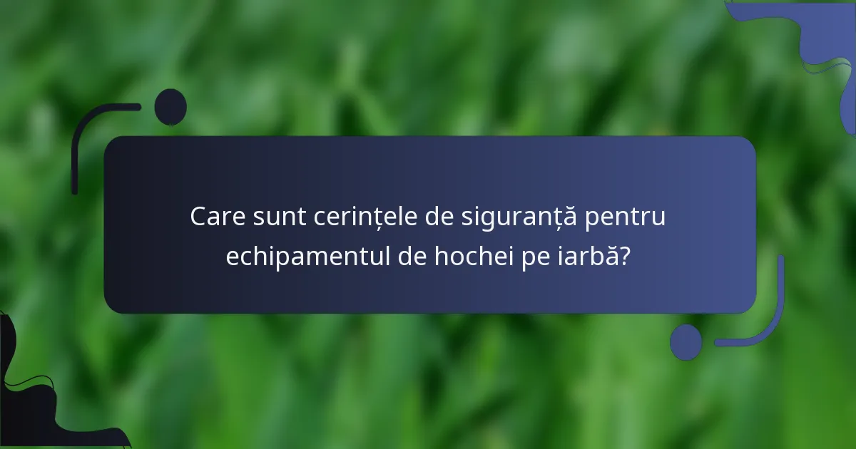 Care sunt cerințele de siguranță pentru echipamentul de hochei pe iarbă?