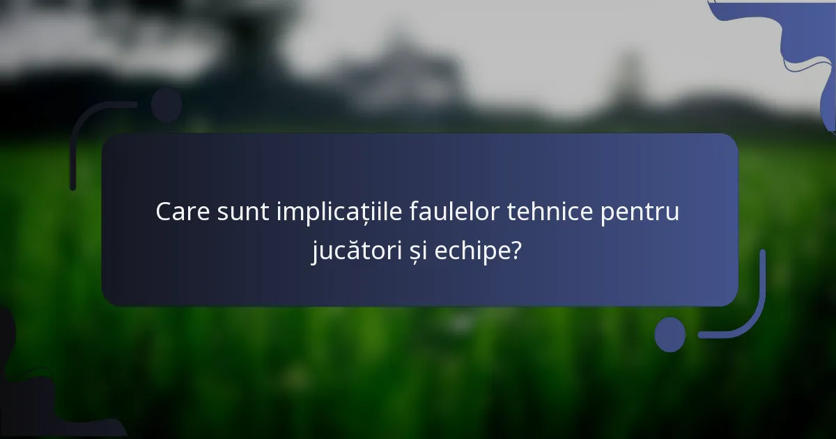 Care sunt implicațiile faulelor tehnice pentru jucători și echipe?