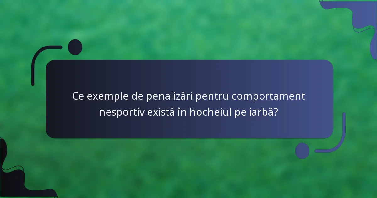 Ce exemple de penalizări pentru comportament nesportiv există în hocheiul pe iarbă?