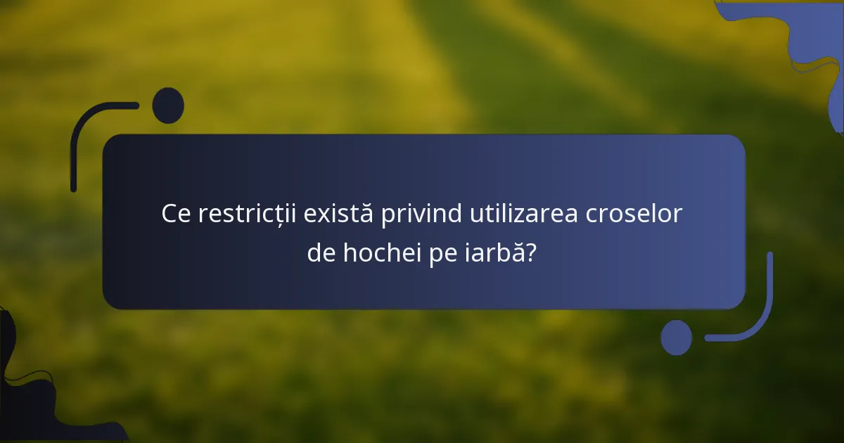 Ce restricții există privind utilizarea croselor de hochei pe iarbă?