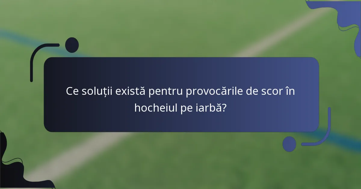 Ce soluții există pentru provocările de scor în hocheiul pe iarbă?