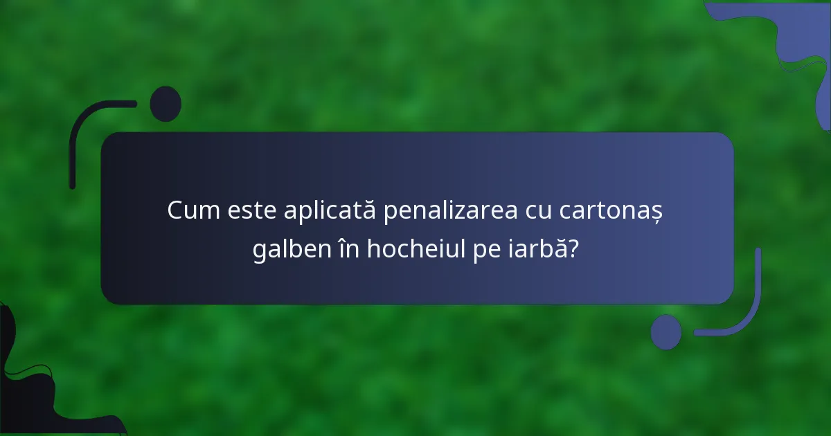 Cum este aplicată penalizarea cu cartonaș galben în hocheiul pe iarbă?