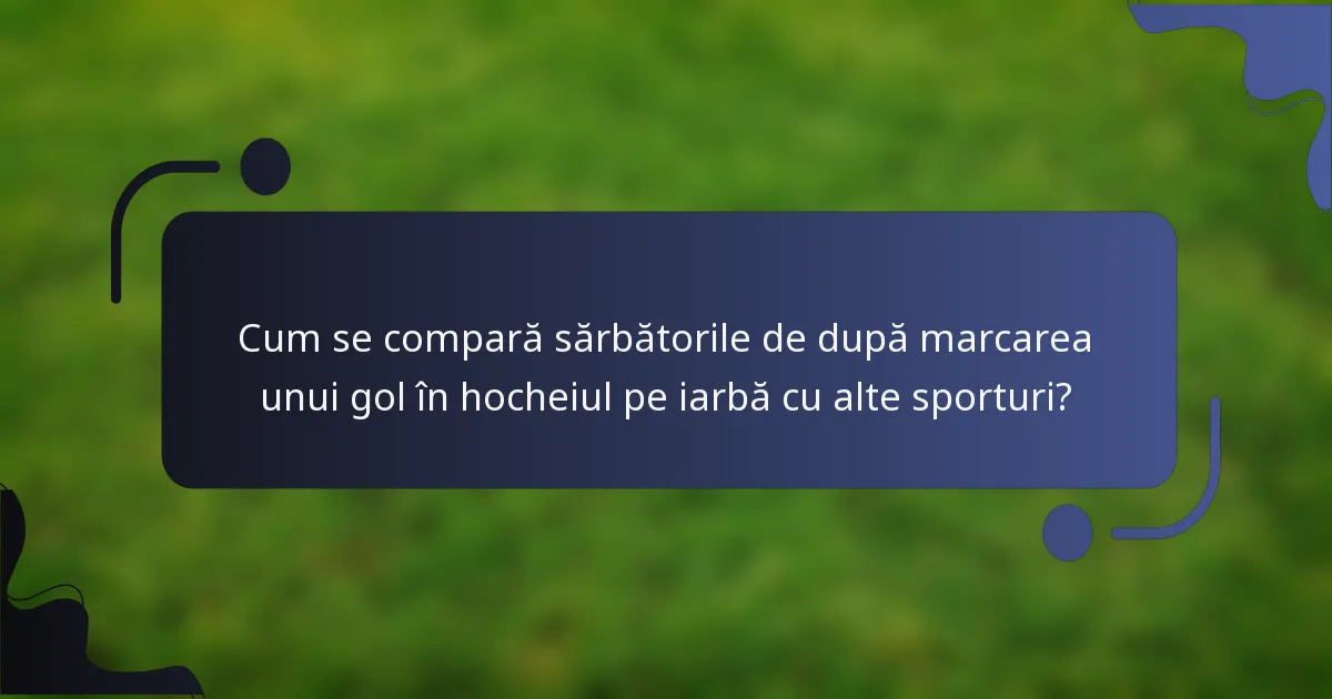 Cum se compară sărbătorile de după marcarea unui gol în hocheiul pe iarbă cu alte sporturi?