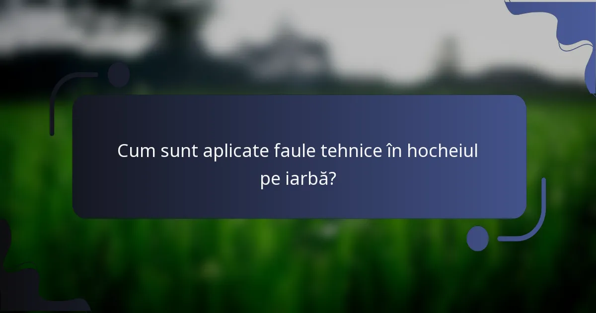 Cum sunt aplicate faule tehnice în hocheiul pe iarbă?