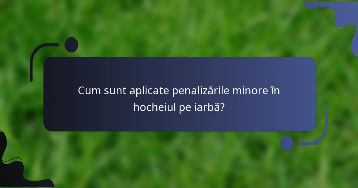 Cum sunt aplicate penalizările minore în hocheiul pe iarbă?