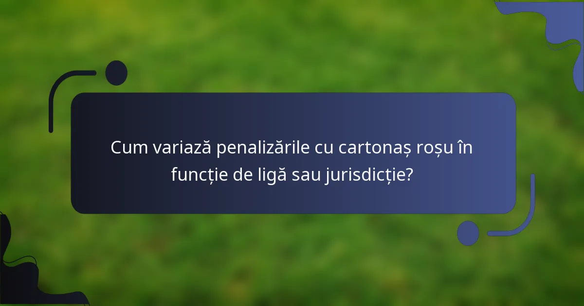 Cum variază penalizările cu cartonaș roșu în funcție de ligă sau jurisdicție?